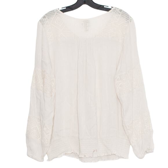 Knox Rose Womens Top Cottage Boho Peasant Fairy Long Sleeve Ivory Size XXL GT - Picture 2 of 6